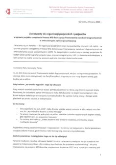 List otwarty do organizacji pacjenckich i pacjentów